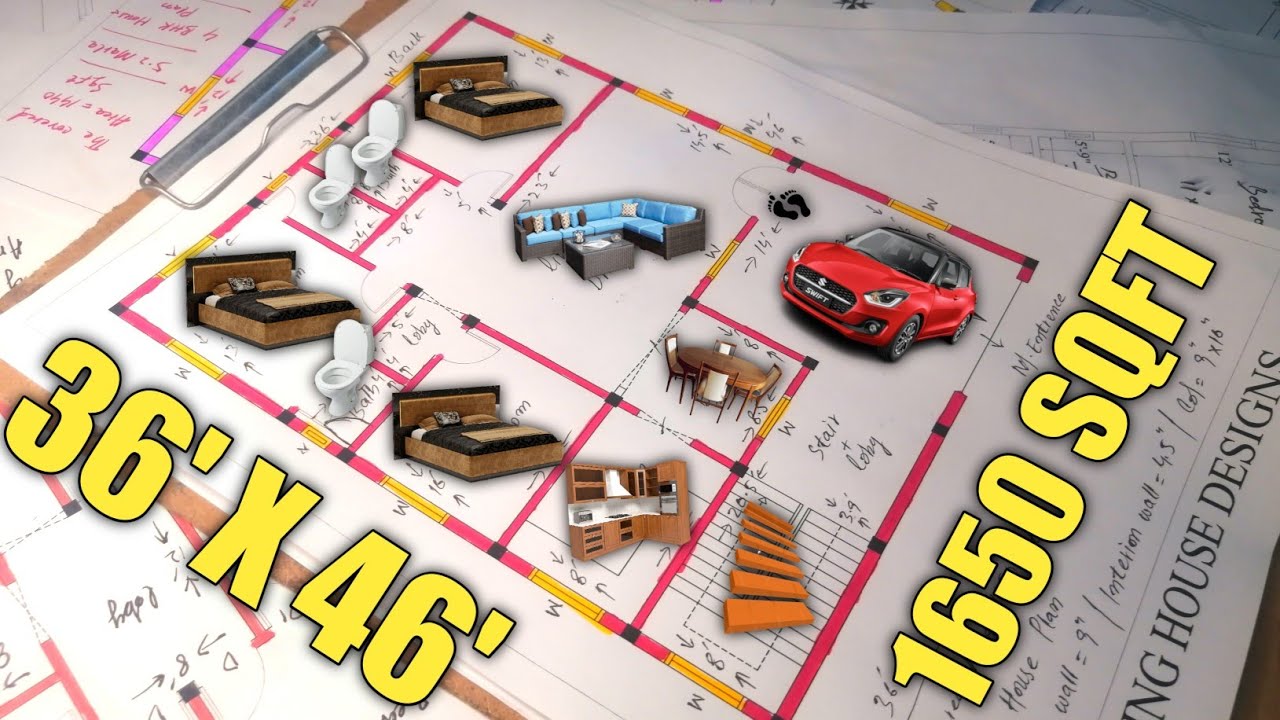 South Facing House Plan || 36x46 House Plan Design || Village House Plan || 6 Marla House Plan