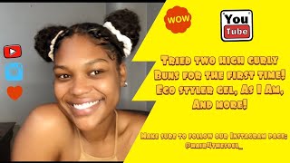 First Time Trying Two High Buns: Curly hair Using As I Am, Eco Styler Gel and More! screenshot 5