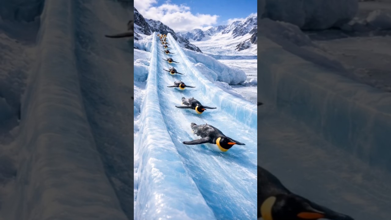 Penguin Slide Parade | The Cutest Ice Ride Ever 