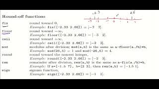 round-off functions in Matlab... دوال تقريب الاعداد في الماتلاب