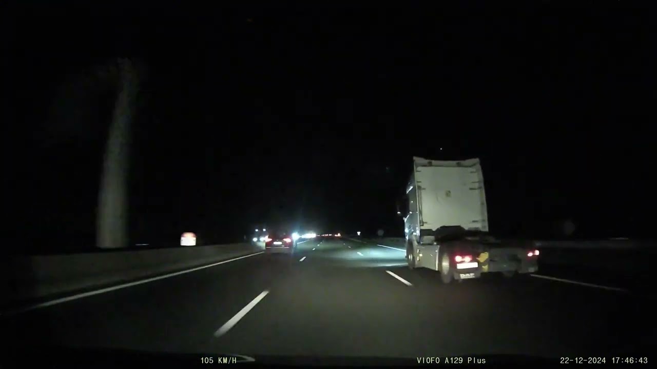 Autoroute - Lille - Paris - Nuit - Viofo A129 Duo Plus - 110 km/h