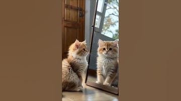 Kitten Gets Confused by Its Own Reflection 🐱🐱| Funny & Adorable Reaction! #shorts #cats #kitten