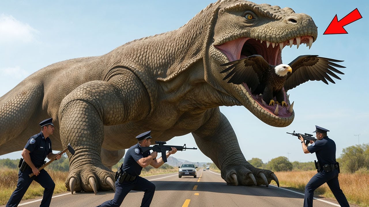 Heroes Confront Giant Komodo Dragon to Save The Eagle Poor