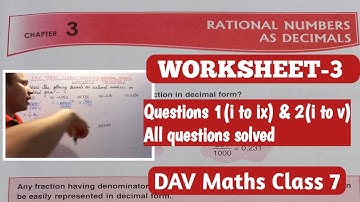 DAV Maths Class 7 Chapter 3 Rational Numbers as Decimals Worksheet 3 (Part-1) | Maths For Me