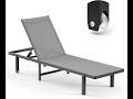 Lounge Chair Outdoor with Wheels, Aluminum Patio Chaise Lounge Chair with 5 Adjustable Backrest