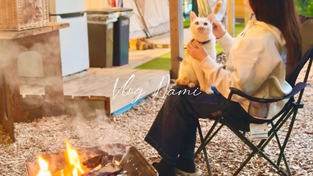 Зимний одиночный поход: кот пришёл погреться у моего костра｜Японский видеоблог