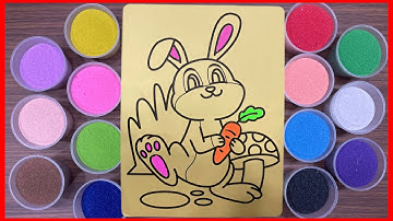 💕Tô Màu Tranh Cát Chú Thỏ 🐰 Ôm Cà Rốt - Colored Sand Painting Rabbit Holding Carrots 🥕💕