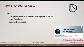 Day 1: SSMS Overview | Database Creation | System Databases | SQL Fundamental | #learnwithdsa Wealth