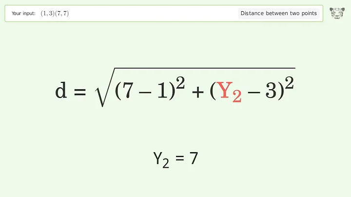 Find the distance between two points p1 (1,3) and p2 (7,7): Step-by-Step Video Solution