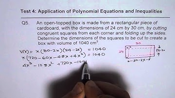 Open Topped Box of Volume 1040 Polynomial Equations Q5 Test 4 MHF - EDEXCEL - GCSE - SAT