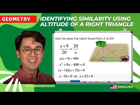 Video lesson: Similarity in Right Triangles and Geometric Mean Worksheet (English lesson)