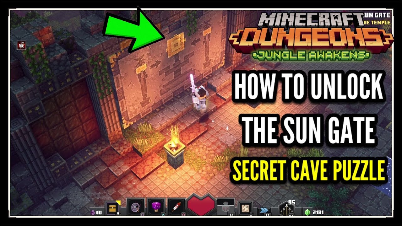 How To Unlock The Sun Gate Secret Cave Puzzle In Overgrown Temple Minecr Secret Unlock Minecraft