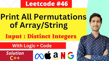 Print All Permutations of Array/String || Distinct Integers | Leetcode  #46 | Code | DSA Interview