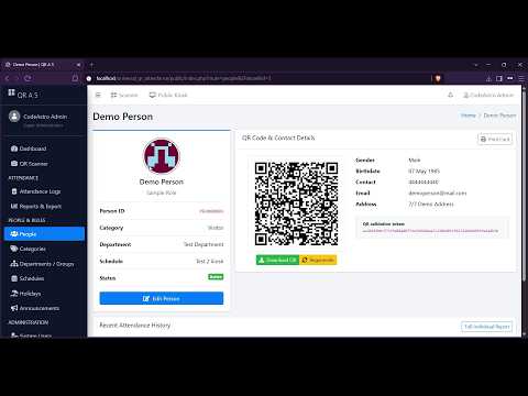 QR Code Attendance Management System in PHP MySQL with Source Code | Full Demo
