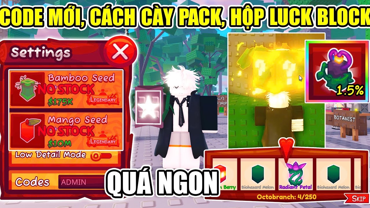 CODE SEED MỚI, CÁCH CÀY NHẬN PACK IGMA MỚI, VỊ TRÍ HỘP LUCKY BLOCK TRONG GROW A GARDEN HORIZONS V2 