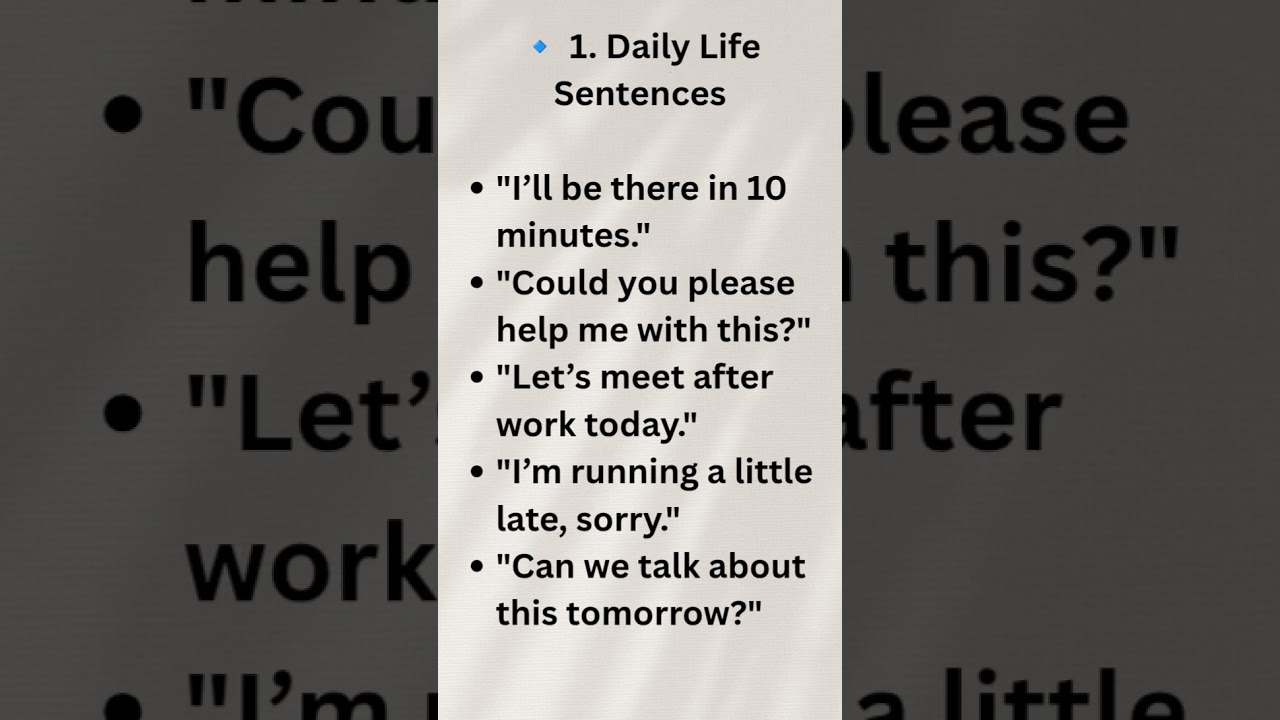 Daily Life Sentences @learnburst442 