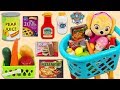 Paw Patrol Baby Skye Uses Grocery Cart Playset & Toy Cash Register to Shop!