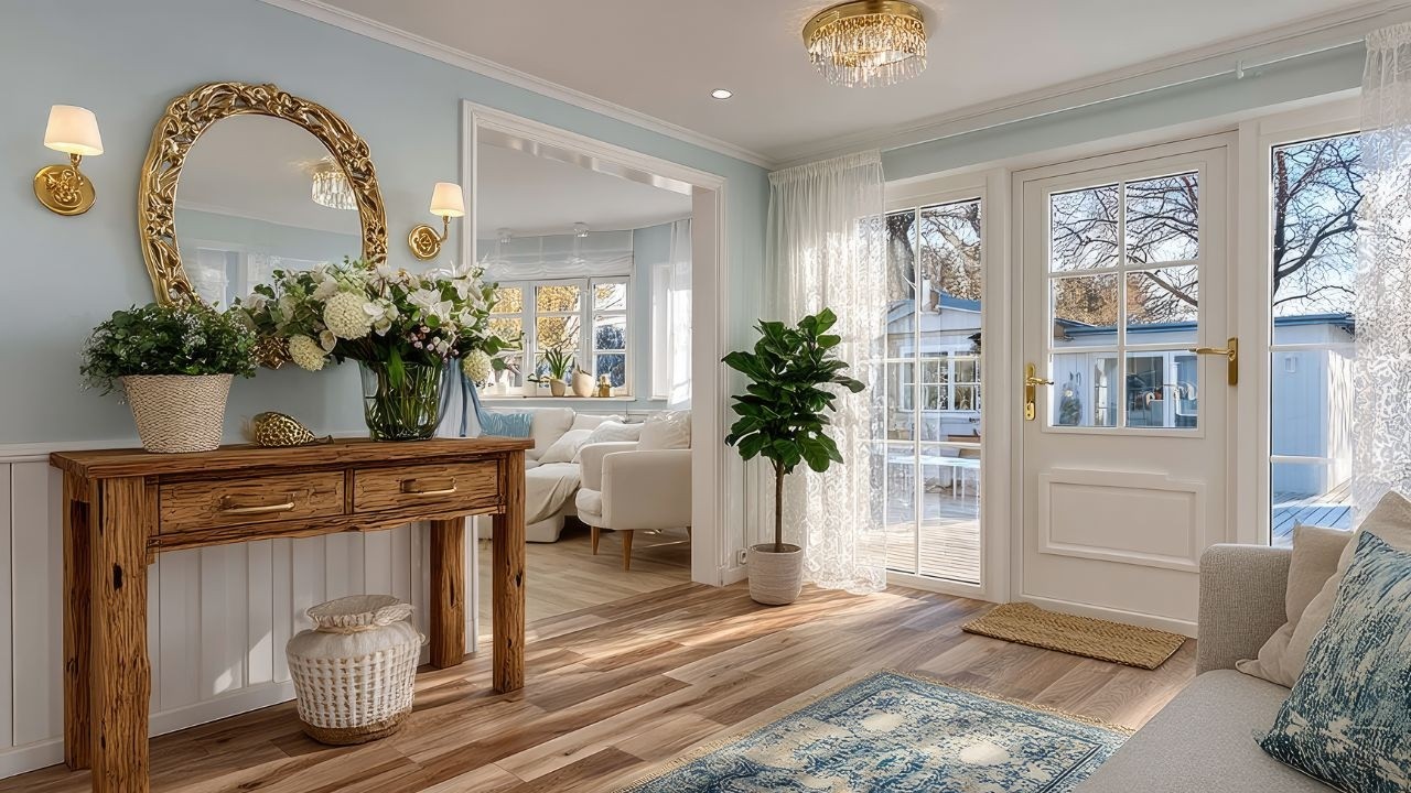 Элегантный голубой коттедж | Экскурсия по интерьерам в стиле «шебби-шик» в европейском стиле