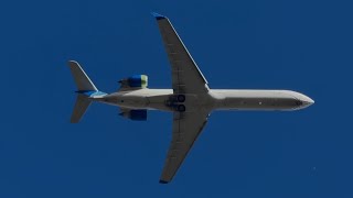 United Express Skywest Mitsubishi Crj-700Er Evo Blue Livery Takeoff From Idaho Falls N792Sk