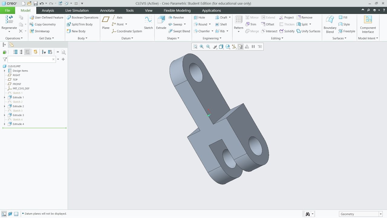 Clevis model in CREO - YouTube