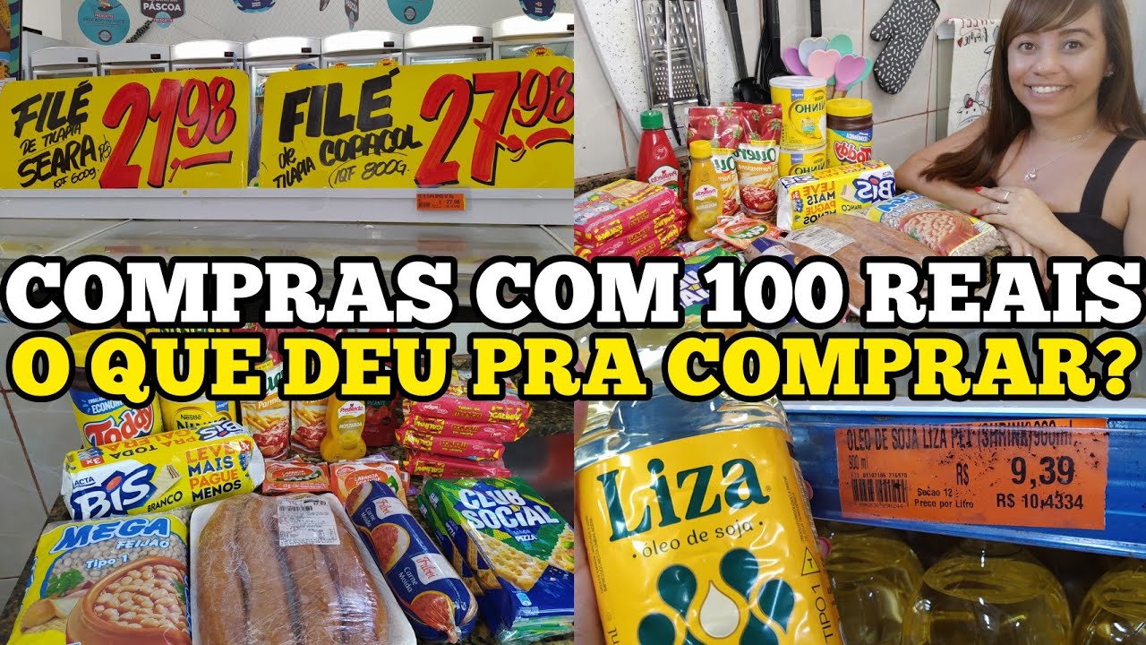 COMPRAS COM 100 REAIS | O QUE DEU PARA COMPRAR? | Caiçara e Carioca ...