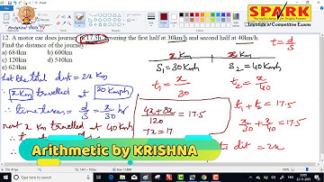 Time and distance || Question 12 ||  Spark Institute ||  Easy Arithmetic ||  Krishna Sir