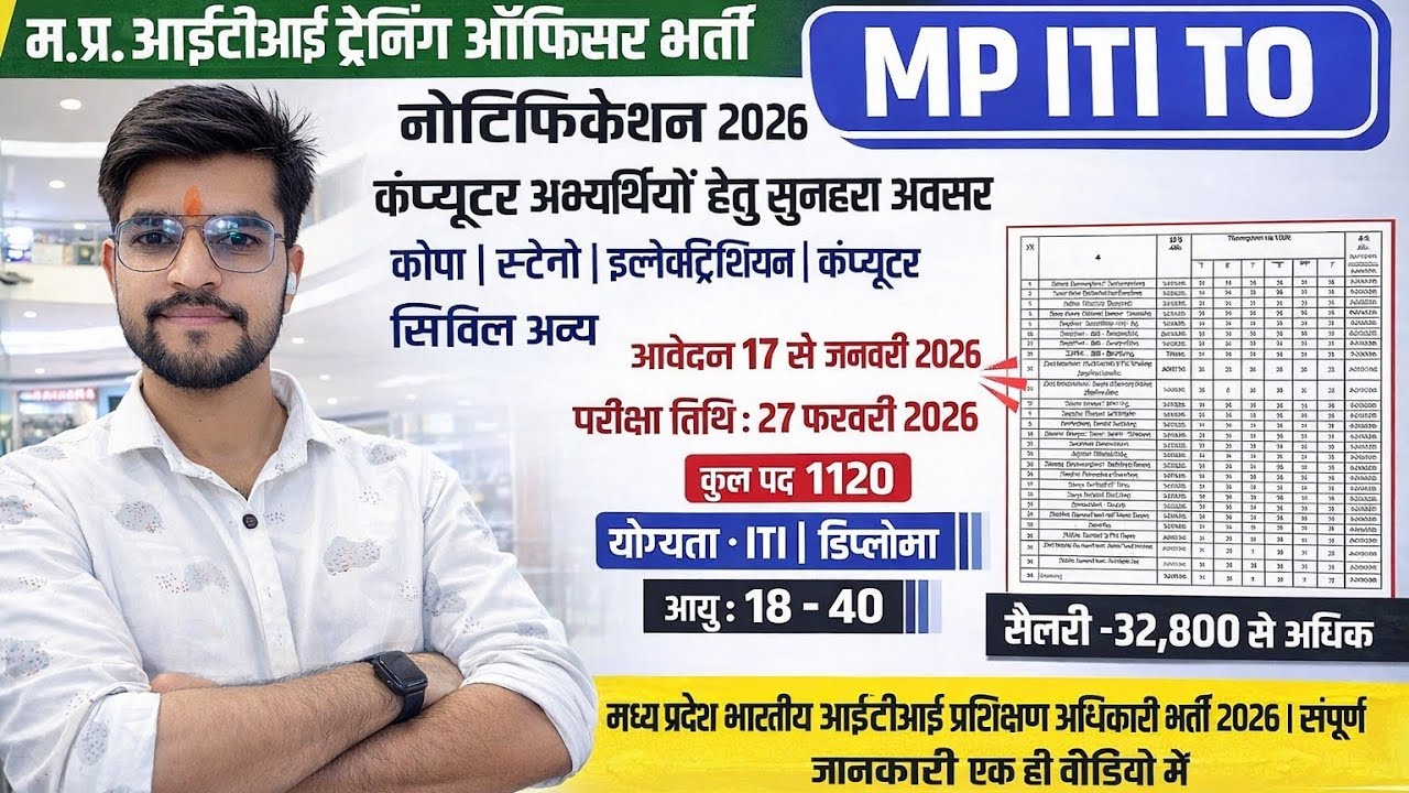 MP ESB ITI TO NOTIFICATION 2026 OUT।। ITI TO Bharti 2026 Exam Out। 