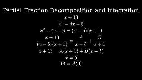 Integral of (x+13)/(x^2-4x-5) (partial fraction decomposition)