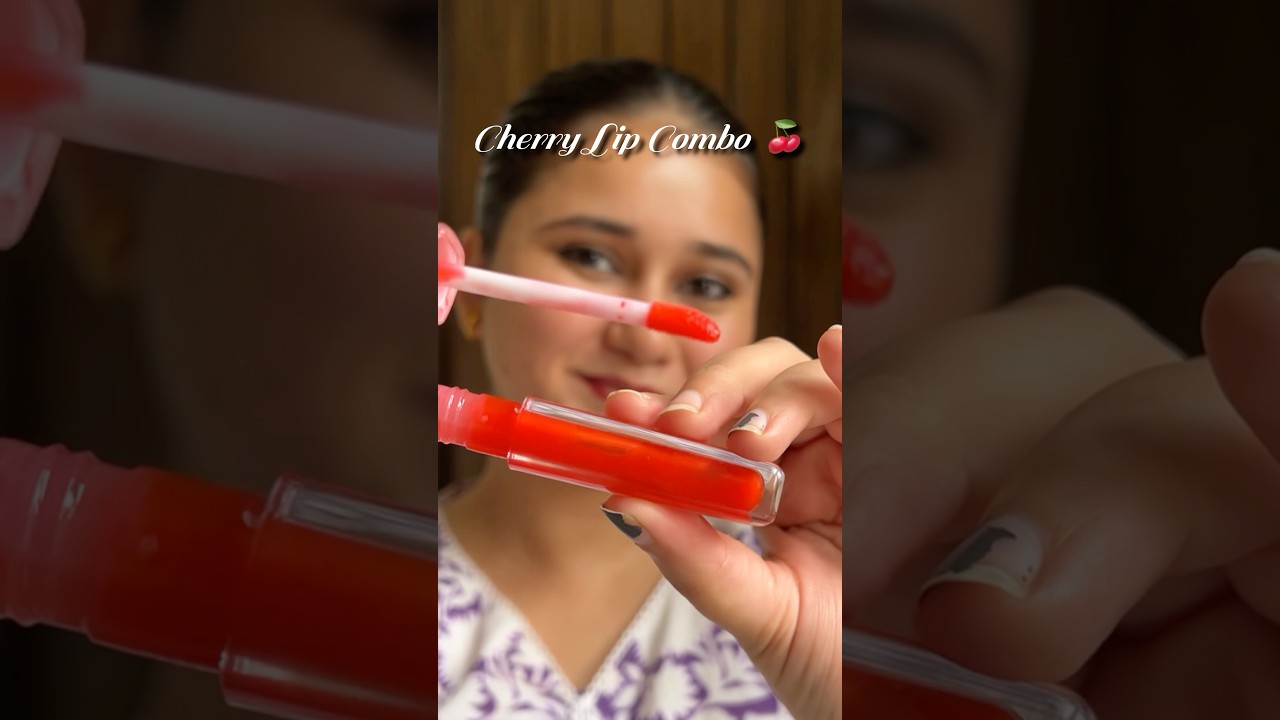 Cherry Lip Combo 🍒 | Brown Lip Liner + Red Gloss | Easy Everyday Glam