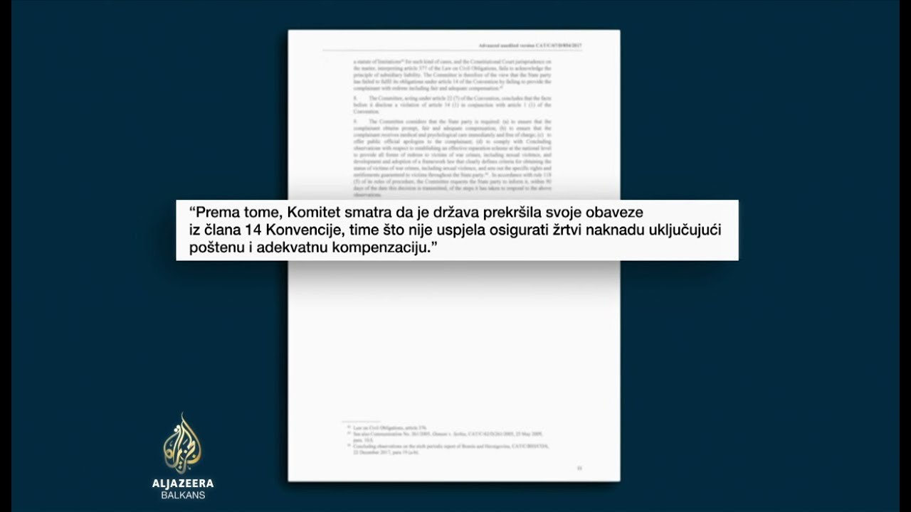 قرار الأمم المتحدة يغير موقف البوسنة والهرسك تجاه ضحايا التعذيب في زمن الحرب