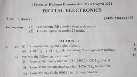 Diploma first digital electronics question paper 2022