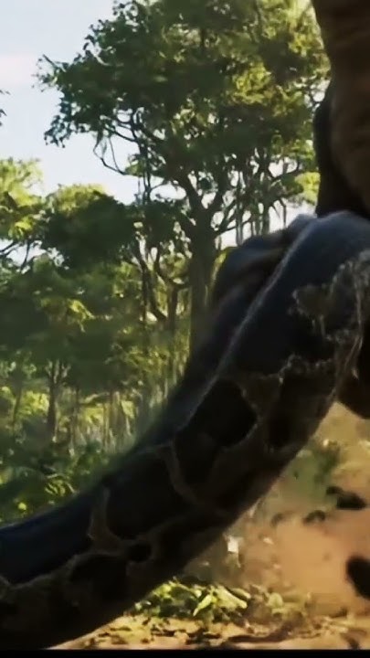 the aggressive Python strike the massive dinosaur in the jungle 😱 #ai # ...