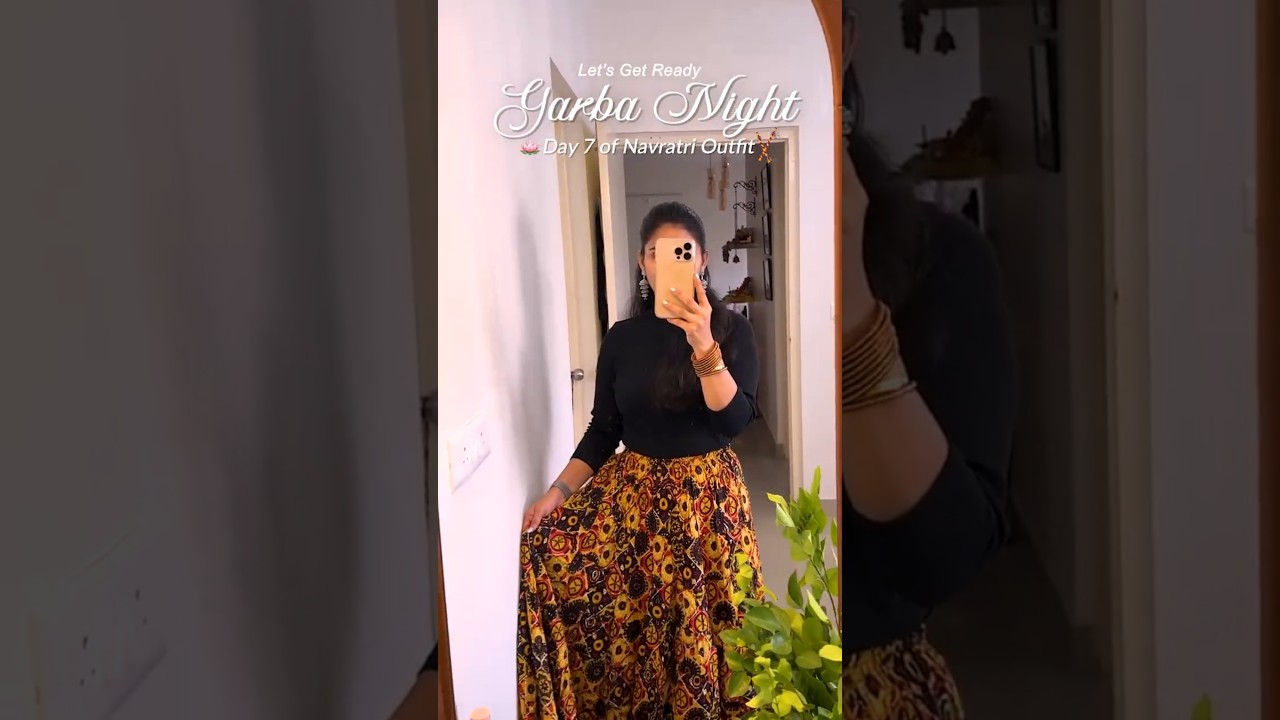 Day 7 Navratri Outfit 2025 | Orange Garba Night Look | GRWM Dandiya OOTD