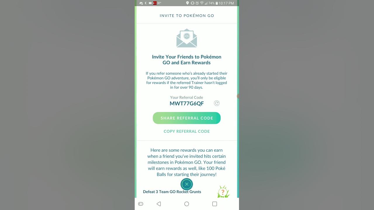 Pokemon Go Referral Code YouTube