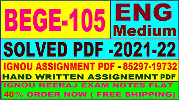 bege 105 solved assignment 2021-22 in English / bege 105 solved assignment / bege 105 assignment