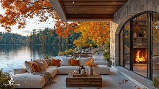 Golden Leaves & Lakeside Fall Jazz | Elegant Autumn Jazz & Warm Fireplace For Deep Relaxation