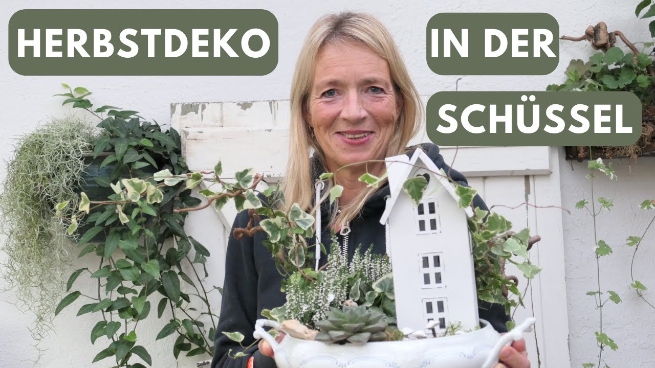 Herbstdeko 2022 in der Suppenschüssel mit Heide & Sedum 💚 DIY Pilze im hyggeligen Garten 💚