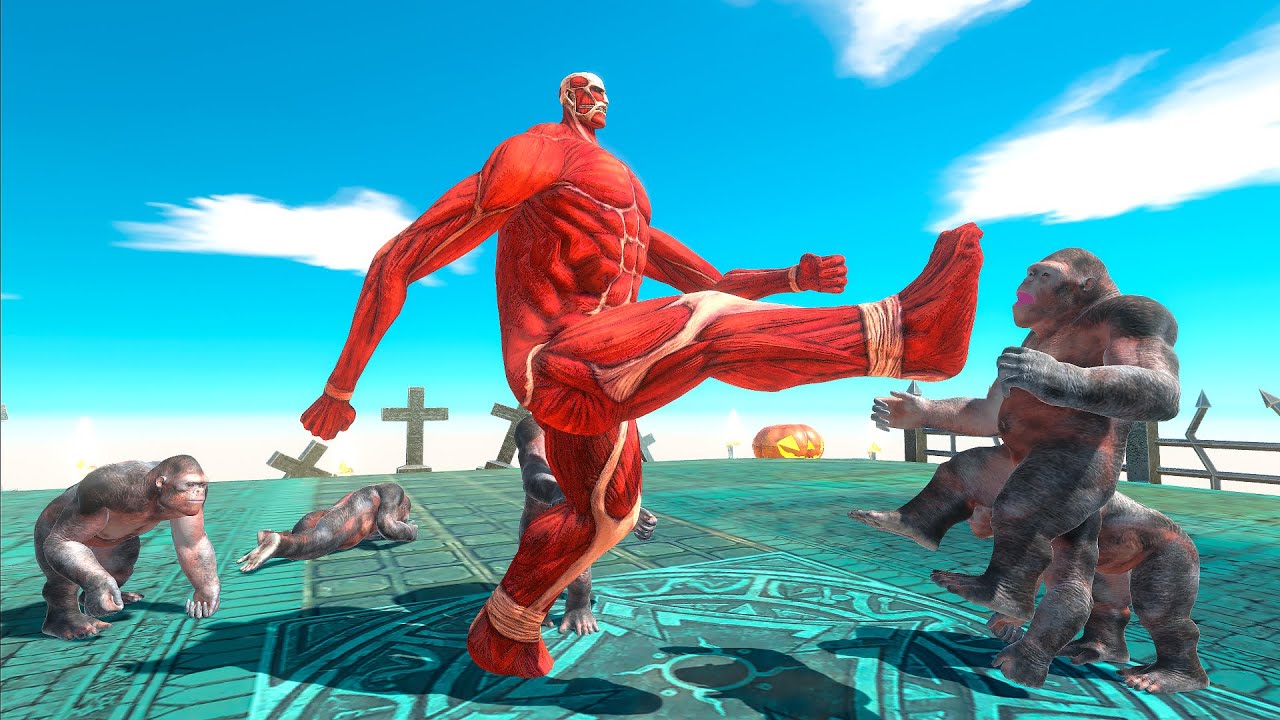 Red Titan Battles Against an Enemy Army  (Animal Revolt Battle Simulator)