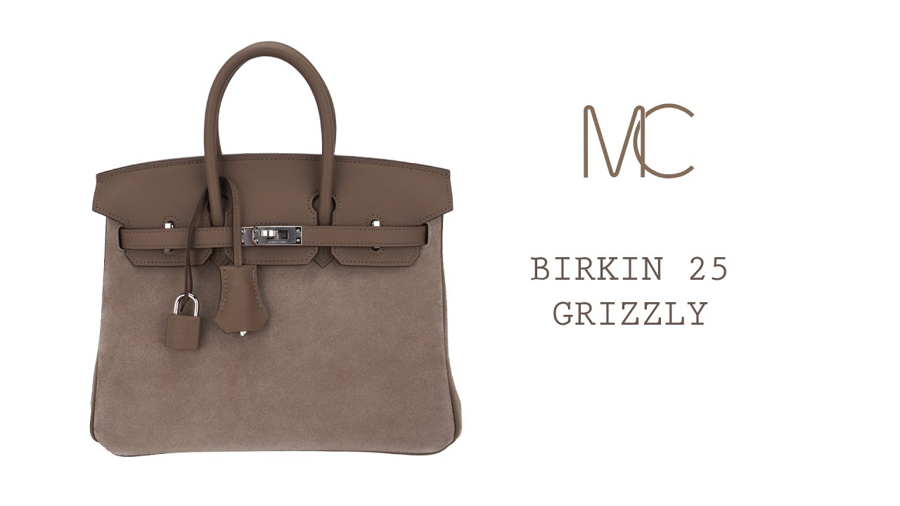 Hermès Birkin 25 Gris Caillou & Etoupe Grizzly and Swift Palladium  Hardware