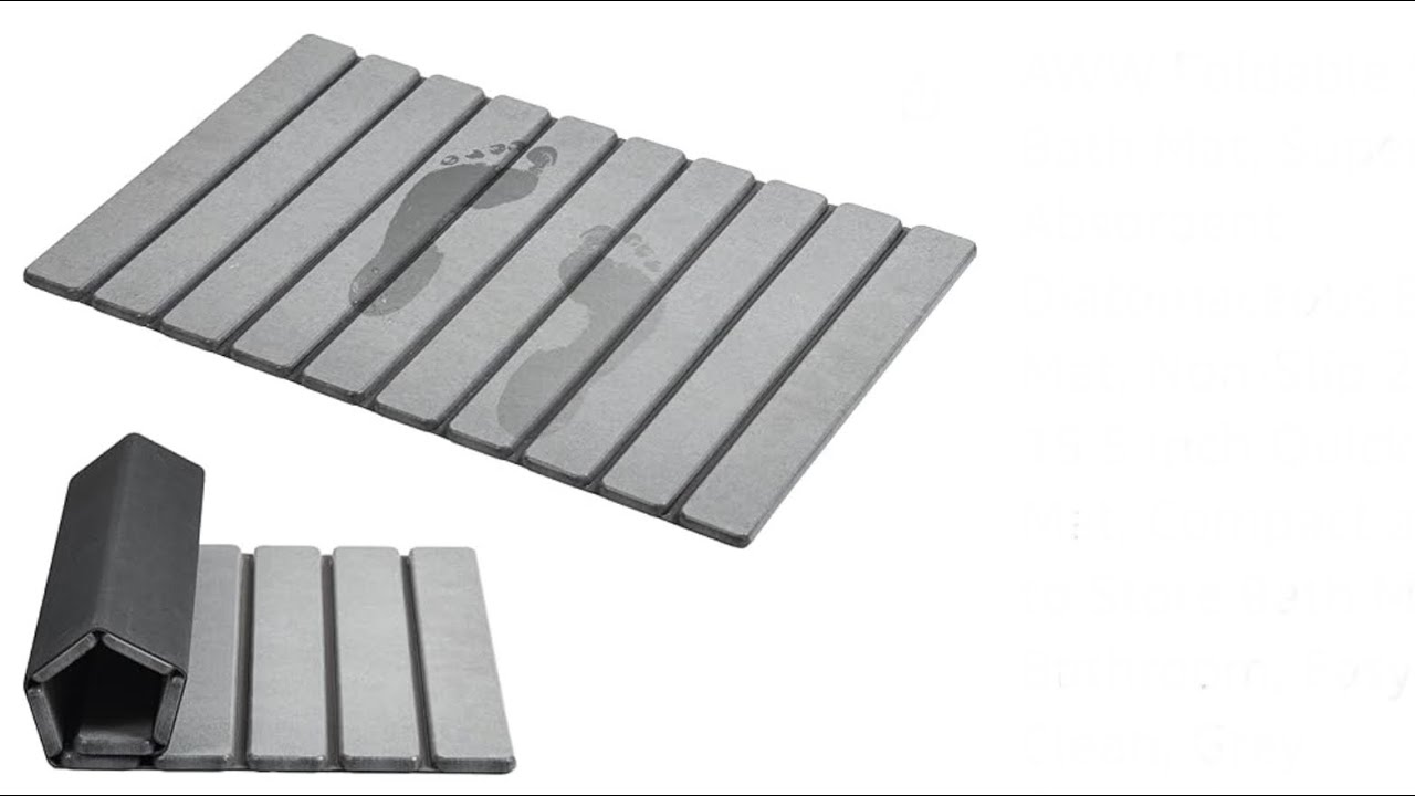 AWW Foldable Stone Bath Mat, Super Absorbent Diatomaceous Earth Mat, Non-Slip Quick Drying Mat