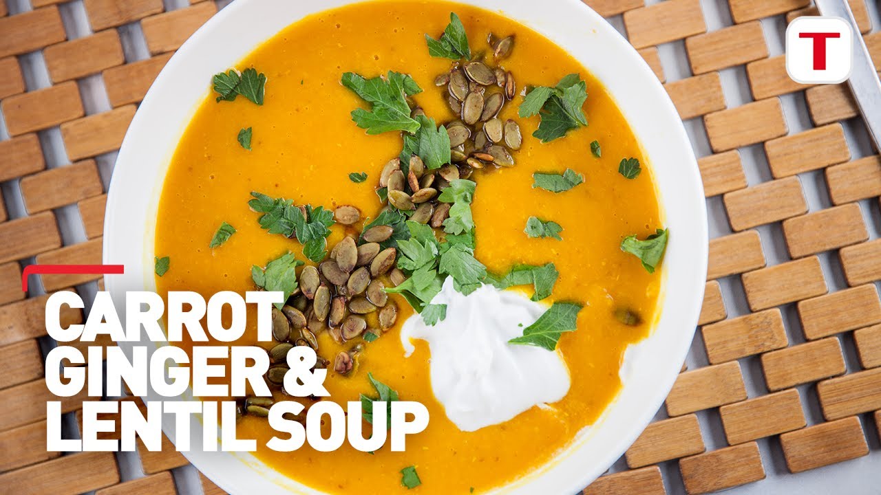 Asian carrot ginger lentil soup