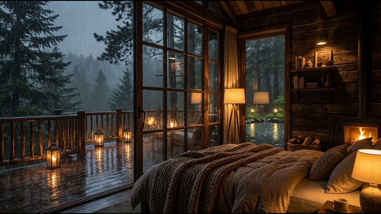 Forest Rain Ambience in a Cozy Cabin for Deep Sleep, Overthinking, Anxiety, Insomnia & Stress Relief