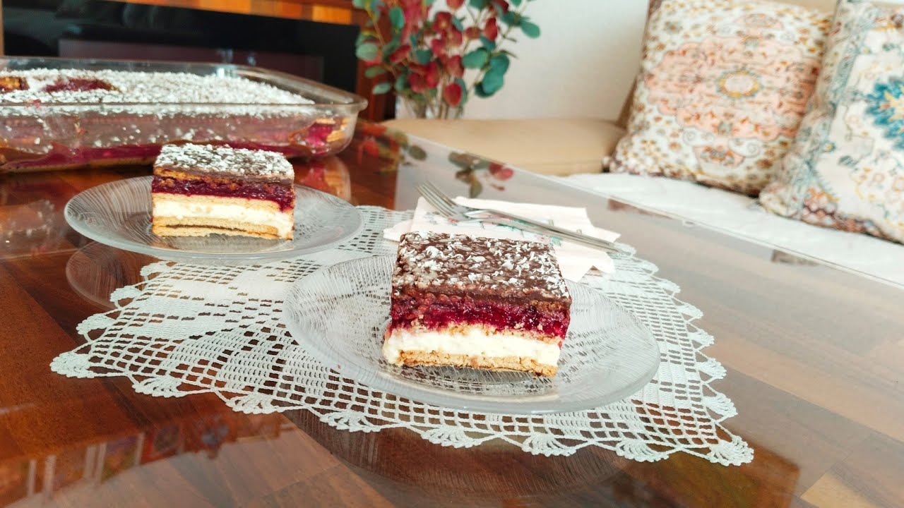 Butterkeks - Schnitte mit Pudinng und Beeren 😍😋