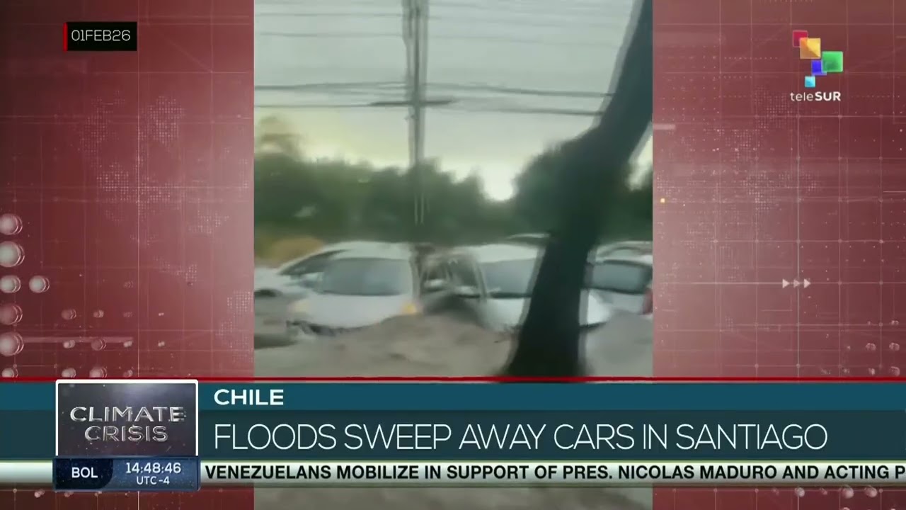 Chile | Floods sweep away cars in Santiago - YouTube