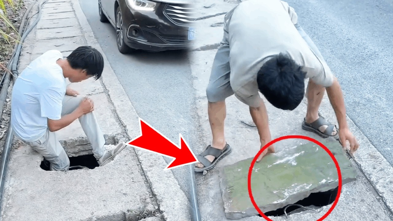 A Young Man Fell Into A Ditch While Riding A Motorcycle And A Kind Person Rescued Him