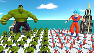 Hulk Team vs Son Goku Team in City Cage  Animal Revolt Battle Simulator