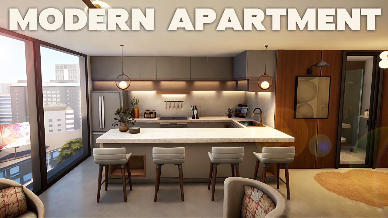 Modern Contemporary Apartment in San Myshuno | No CC | The Sims 4 Speed Build | ASMR