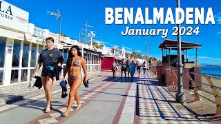 Benalmadena Beach Promenade Sunshine Walk Malaga Spain January 2024 [4K]