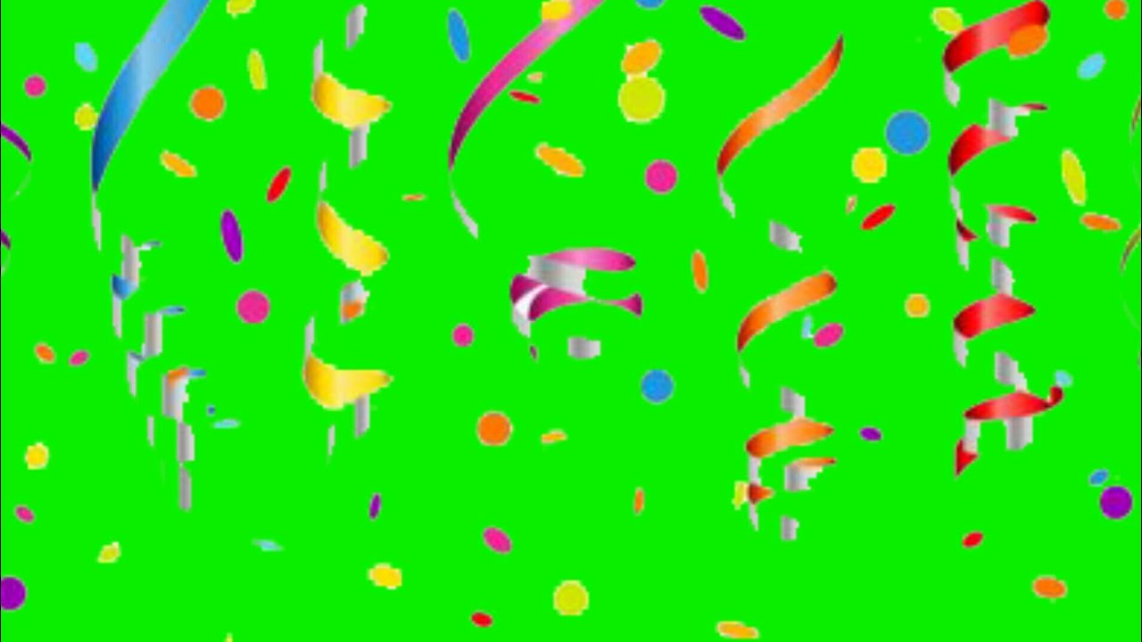GREEN SCREEN party Ribbon confetti falling effects animations Ribbon fall chroma key effects