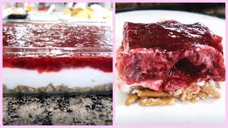 Raspberry Jello Pretzel Salad- Perfect Dessert/Side dish